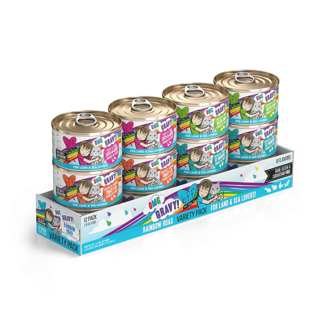 Weruva BFF OMG Natural Wet Cat Food, Rainbow Road Variety Pack, 2.8 Ounces