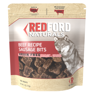 Redford Naturals Adult Grain Free Sausage Bits Dog Treat, Beef Recipe 4 Ounces