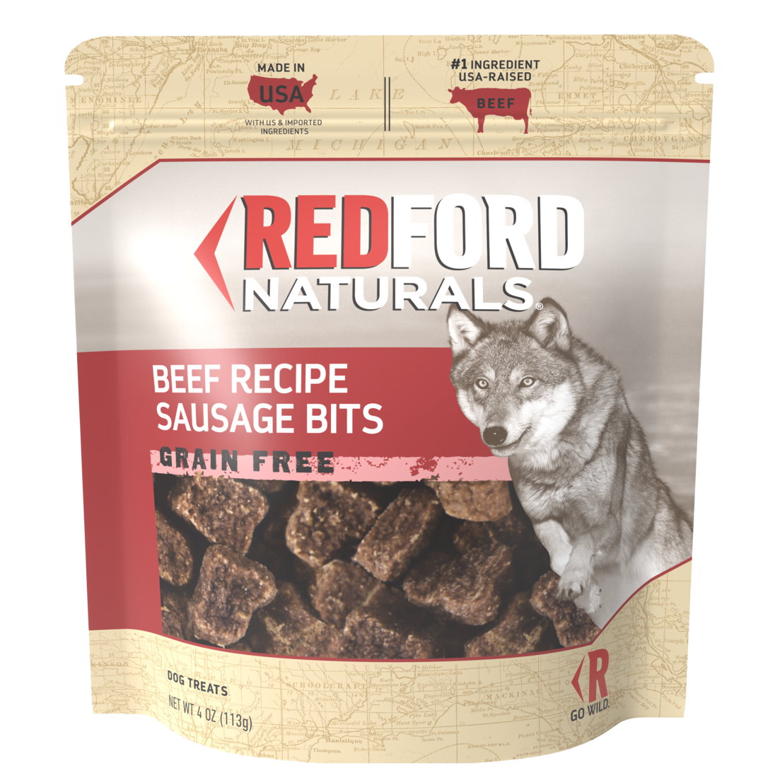 Redford Naturals Adult Grain Free Sausage Bits Dog Treat, Beef Recipe 4 Ounces