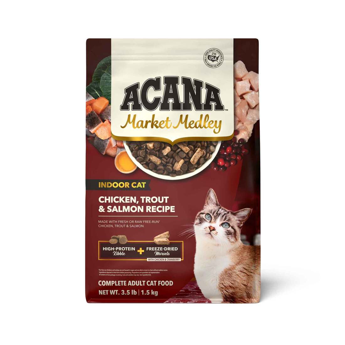ACANA Market Medley Poultry And Fish + Freeze Dried Chicken Recipe Dry Cat Food, 3.5 Pound Bag