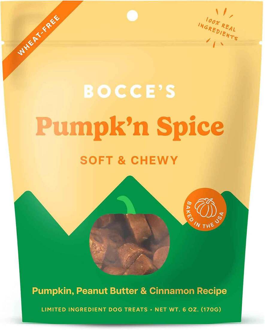 Bocces Bakery Pumpkin Spice Soft and Chewy Dog Treat, 6 Ounces