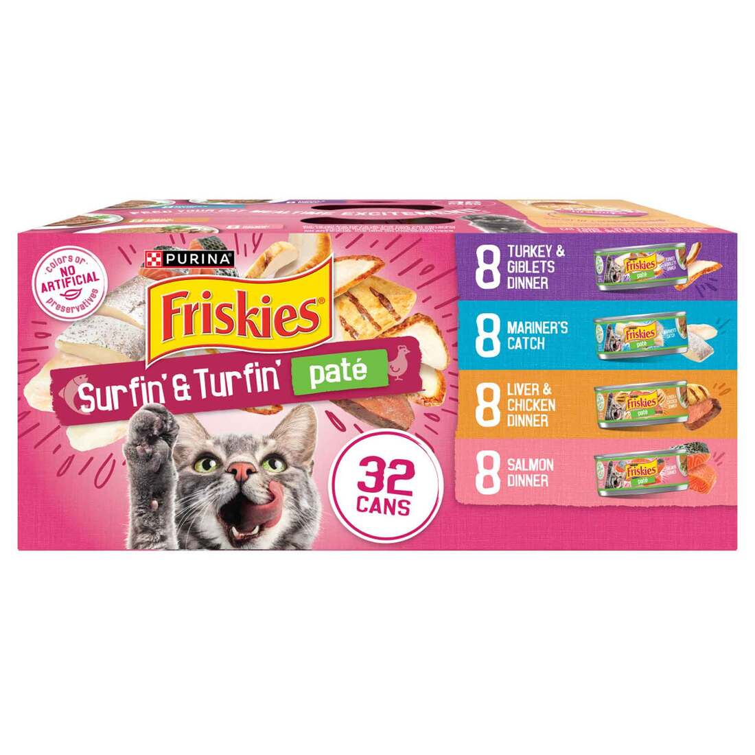 Purina Friskies Surfin' and Turfin' Favorites Pate Wet Cat Food Variety Pack - (32) 5.5 Ounce Cans