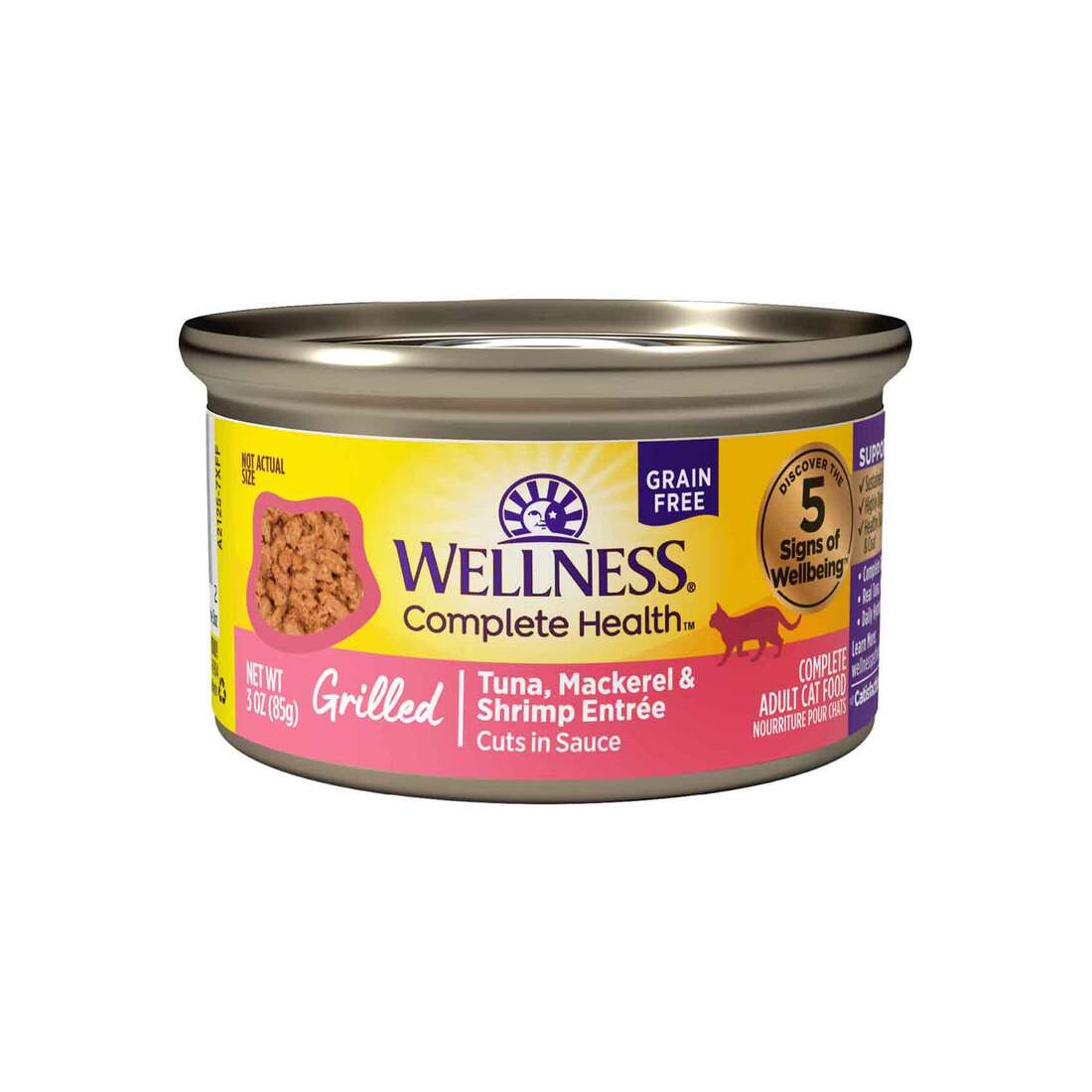 Wellness Complete Health Grilled, Adult Natural Grain-Free Wet Cat Food, Tuna, Mackerel & Shrimp Ent