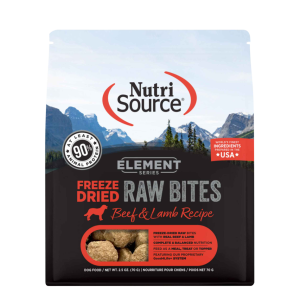 NutriSource Freeze Dried Dry Dog Food, Element Raw Bites Beef and Lamb, 2.5 Ounces
