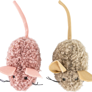 Play On Cat Toy Plush Mice Tan and Pink, 2 Pack