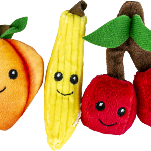 Play On Cat Toy Plush Fruit, 3 Pack