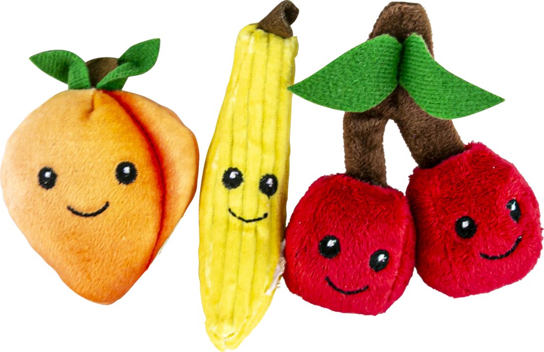 Play On Cat Toy Plush Fruit, 3 Pack