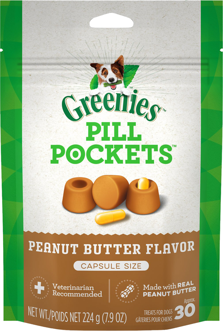 GREENIES PILL POCKETS Capsule Size Natural Dog Treats with Real Peanut Butter