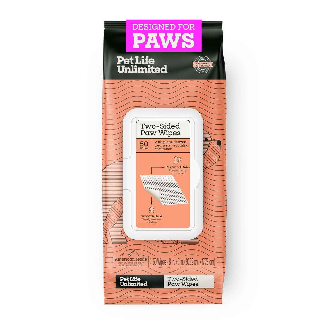 Pet Life Unlimited Two-Sided Paw Wipes, 50 Count