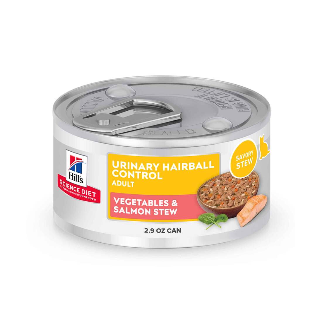 Hill's Science Diet Adult Urinary & Hairball Control Wet Cat Food, Vegetable & Salmon, 2.9 Ounce Can